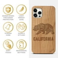 thumbnail image 4 of Case Yard Wooden Case Outside Soft TPU Silicone Slim Fit Shockproof Wood Phone Cover for Girls Boys Men and Women Supports Wireless Charging California Grizzly Design case for iPhone-12/12-Pro, 4 of 7