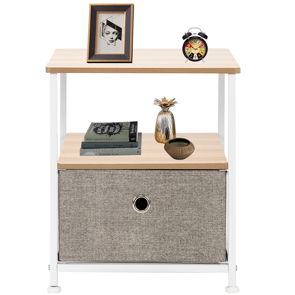 Lowestbest 1-Drawer Nightstand Shelf Storage- Double Layer Bedside Furniture for Home, Bedroom, Office Lowestbest 1-Drawer Nightstand Shelf Storage- Double Layer Bedside Furniture for Home, Bedroom, Office
