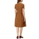 thumbnail image 3 of Vestido midi vintage de los años 50 para mujer, de cuello redondo y manga corta, con pliegues, color marrón, 3 of 7