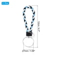thumbnail image 2 of Braided Leather Keychain with Stainless Steel Key Ring Sleeve, PU Woven Wristlet Lanyard, Black White Sky Blue, 2 of 5