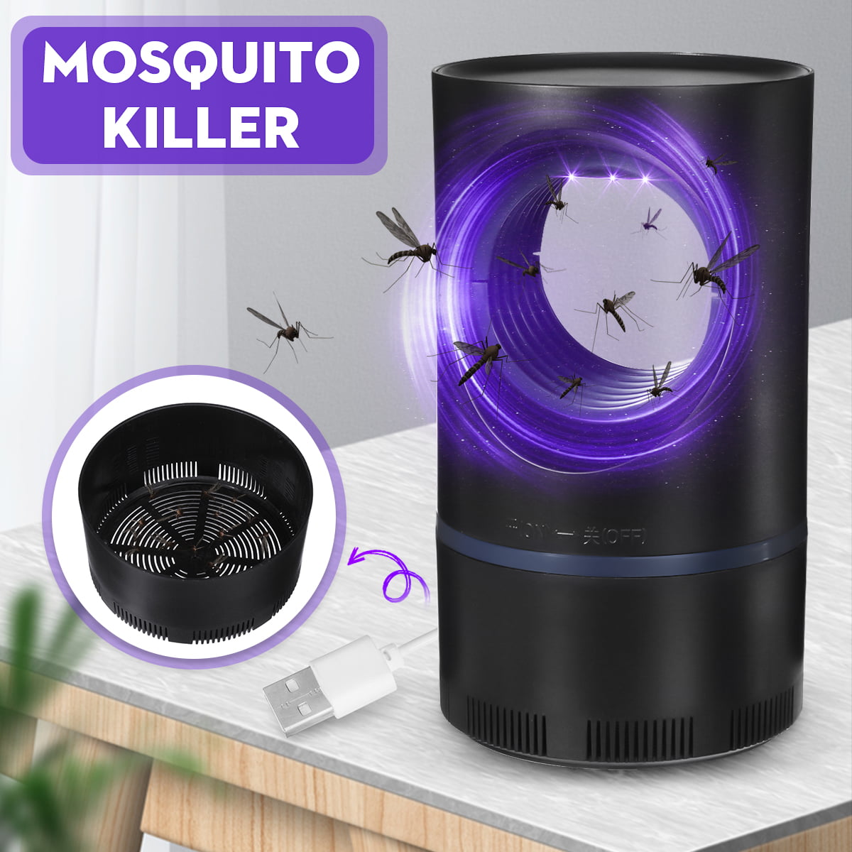 Electric UV Insect Killer Fly Bug Pest Control Zapper Catcher Trap Home LED Lamp 