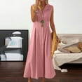 thumbnail image 2 of SMihono Linen Dresses for Womens Button Down Sleeveless Maxi Dress Casual Cotton Linen Tank Dress Summer Dress 2025 Pink XXXL, 2 of 6