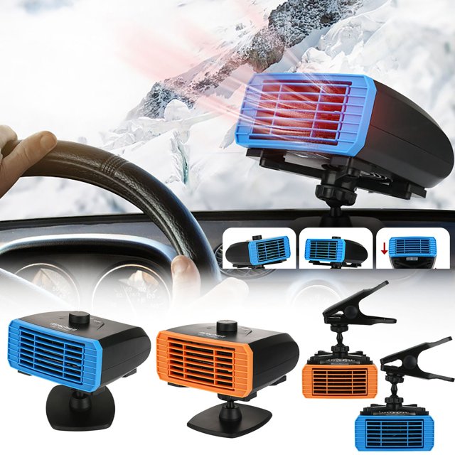 Calentadores 12V-24V Calentador de coche portátil de calentamiento rápido Desempañador de calor de refrigeración del ventilador para el coche de la camioneta de auto-conducción de viajes de camping AHeartcove QNQ221204-0035JD