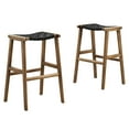 thumbnail image 2 of Modway Saoirse 29.5" Woven Leather & Wood Bar Stool in Black/Walnut (Set of 2), 2 of 10