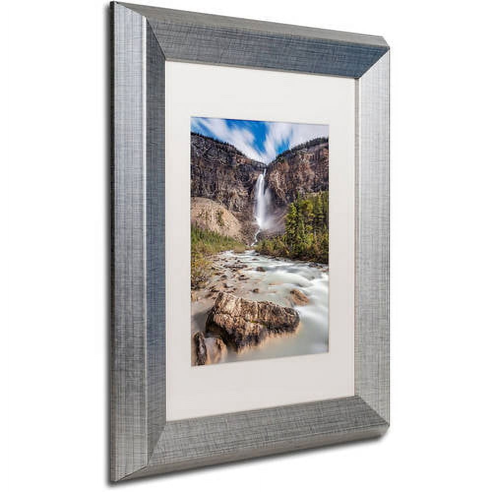 Trademark Fine Art 'Takakkaw Falls' Canvas Art by Pierre Leclerc, White Matte, Silver Frame