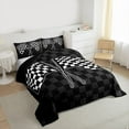 thumbnail image 3 of Homewish Extreme Sports Game Bedding Comforter Set,Racing Flag Twin Comforter Sets,Classical Plaid Bedding Set For Boys Kids,Microfiber Bedroom Decor Reversible,2pcs, 3 of 8
