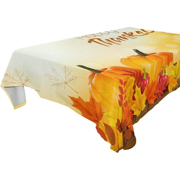 SKYSONIC Thanksgiving Pumpkin Tablecloth Waterproof Washable Polyester Square Table Cover Durable Tablecloth for Kitchen Dining Table Party Decor (60 X 90 Inch)