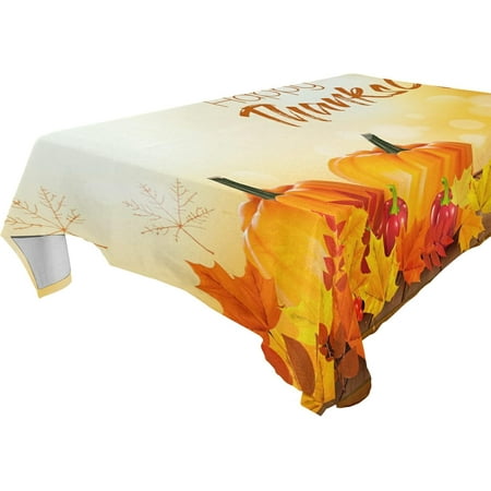 SKYSONIC Thanksgiving Pumpkin Tablecloth Waterproof Washable Polyester Square Table Cover Durable Tablecloth for Kitchen Dining Table Party Decor (60 X 60 Inch)