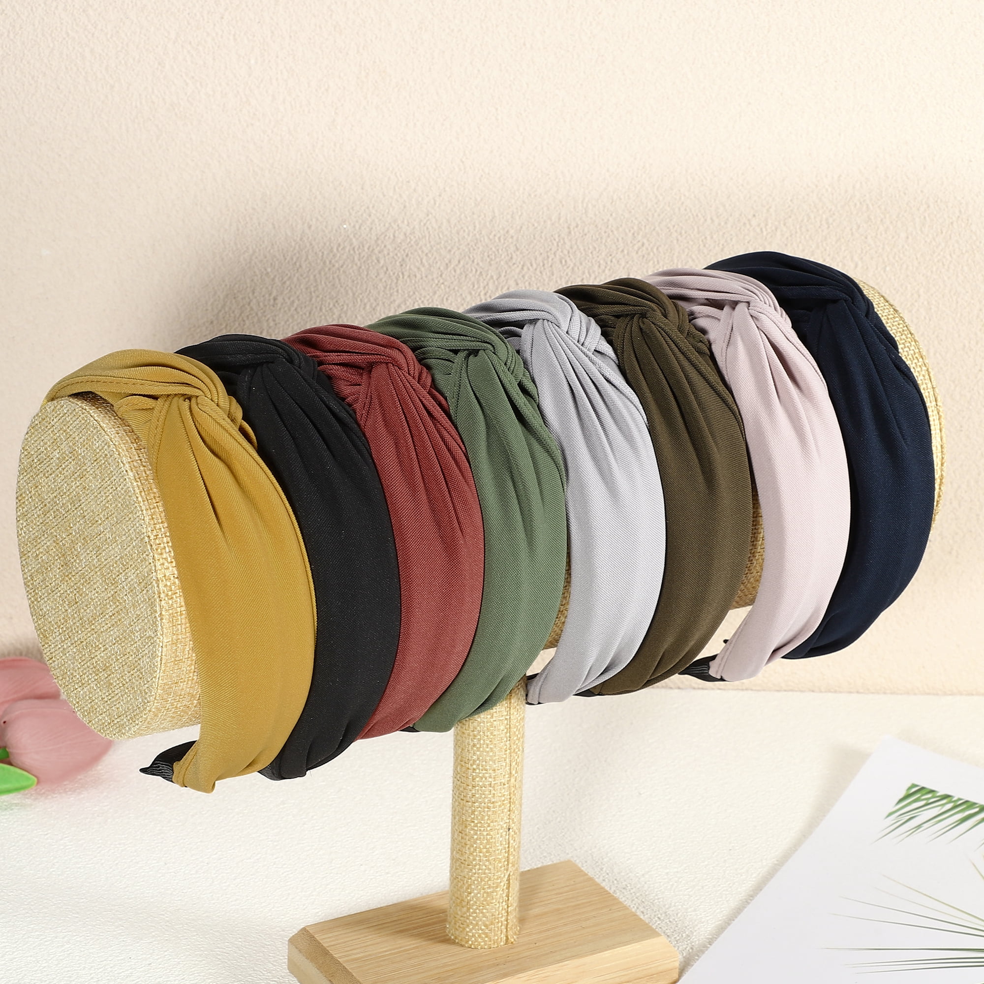 Unique Bargains Satin Knotted Headband Hairband for Women 1.2 Inch Wide Green