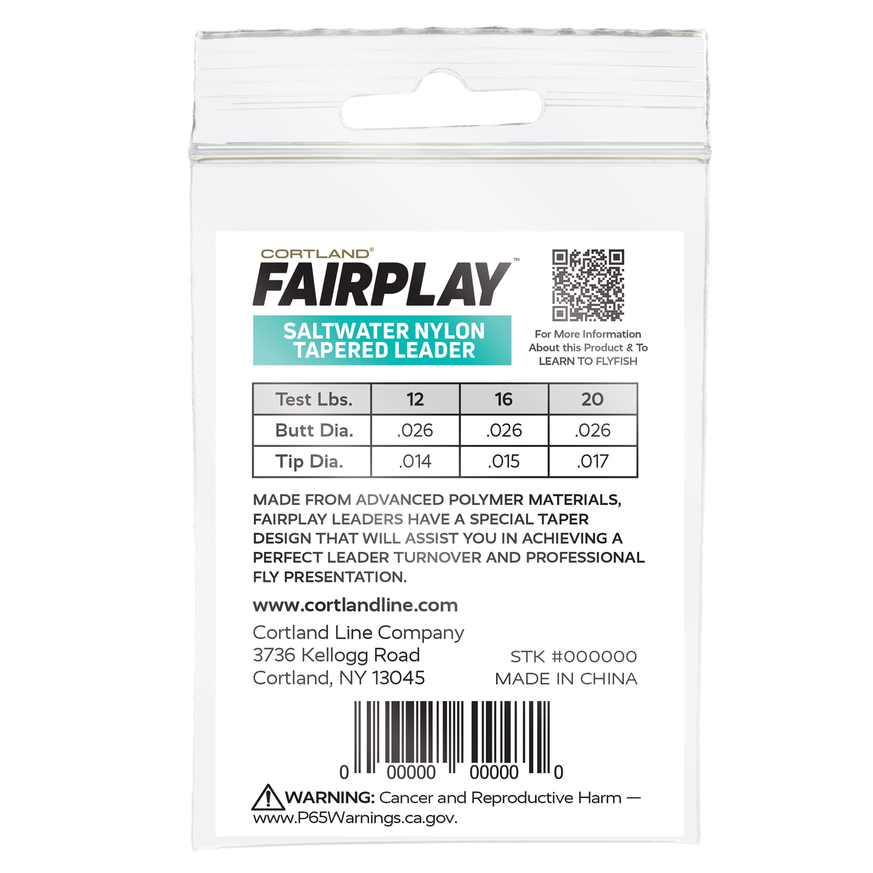 Cortland Fairplay Saltwater 9 Foot Tapered Leader, 16-Pound Test, 609464