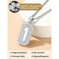 thumbnail image 5 of FindChic Bling Sports Necklaces for Men Cubic Zirconia Silver Digital Dog Tag Pendant Hip Hop Jewelry for Him, with Gift Box, 5 of 8