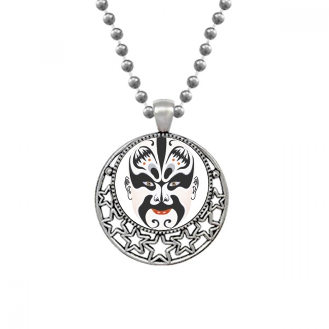 Mascara de la opera de Pekín zhangfei colorido Collares Colgante Retro Moon Stars Jewelry Unbranded M