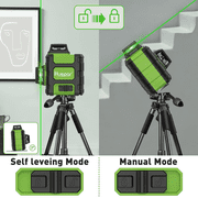 Huepar 3 x 360 Degree Green Beam Laser Level Outdoor 3D Self-Leveling Cross Line Laser Level Tool with Li-ion Battery and Hard Carry Case