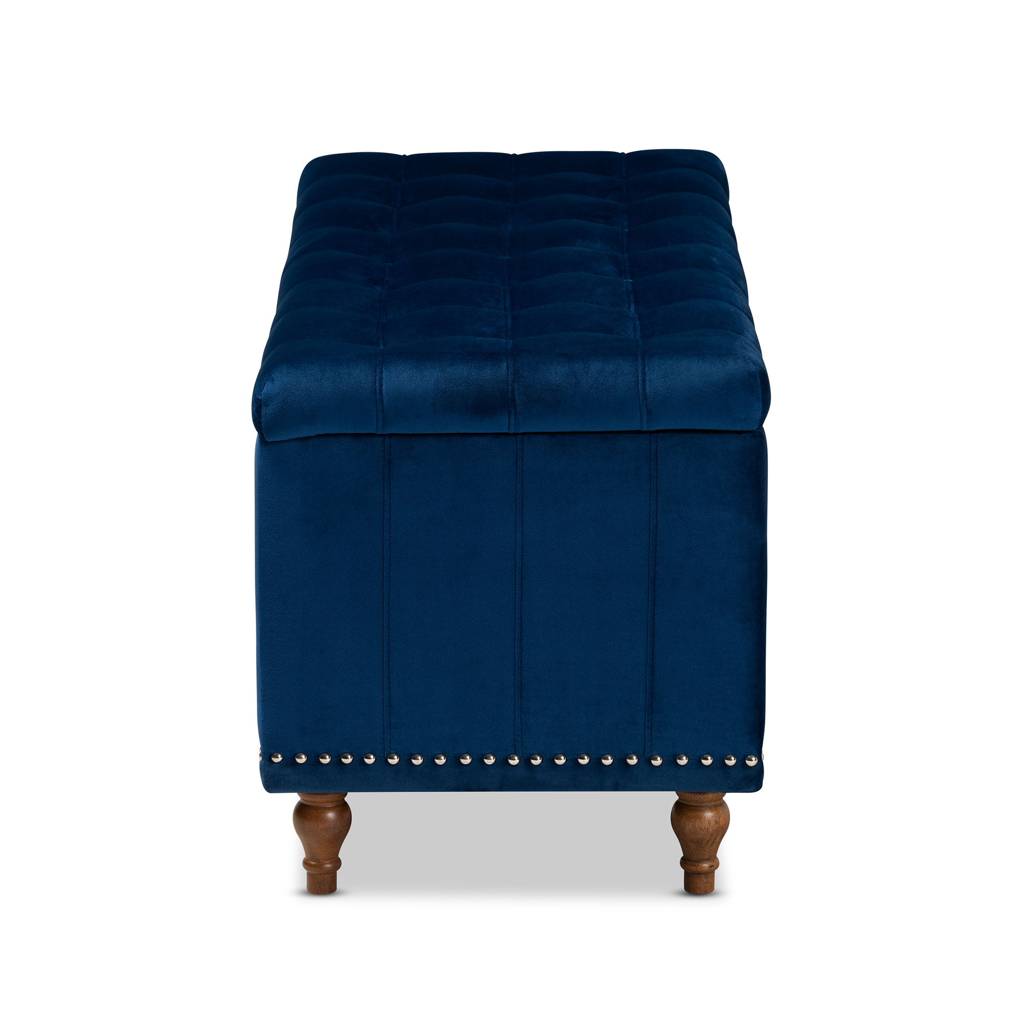 Baxton Studio Kaylee Modern and Contemporary Navy Blue Velvet Fabric Upholstered Button-Tufted Storage Ottoman Bench - image 5 of 11