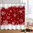 thumbnail image 3 of Duangreer Vintage Red Christmas Shower Curtain with 12 Hooks, Winter Holiday White Snowflake Bathroom Decor, Waterproof, 72"x72", 3 of 5