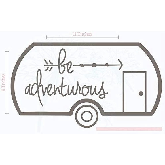 Be Adventurous Camper Vinyl Lettering Stickers RV Wall Art Decals 11x6-Inch Castle Gray