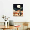 thumbnail image 2 of Nawypu  Framed Canvas Print Wall Art Cactus Desert Mountain Range Nature Wilderness Illustrations Decorative Bohemian Rustic Mid-Century Modern Desert Landscape for Bedroom NATURAL, 2 of 4