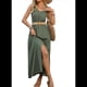 thumbnail image 3 of Vestidos de Verano para Mujer 2025, Sin Mangas, Abotonados, Cintura Baja, Informales, Corte A, Vestido Midi, Vestido de Verano, Verde , Talla S, 3 of 10