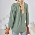 thumbnail image 6 of Ediodpoh Women's V Neck Button Detail 3/4 Sleeve T Shirt for Casual Wear Womens T Shirts Green L, 6 of 7