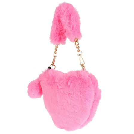 1Pc Plush Handbag Fashion Heart Shaped Bag Lovely Fluffy Bag for Girls