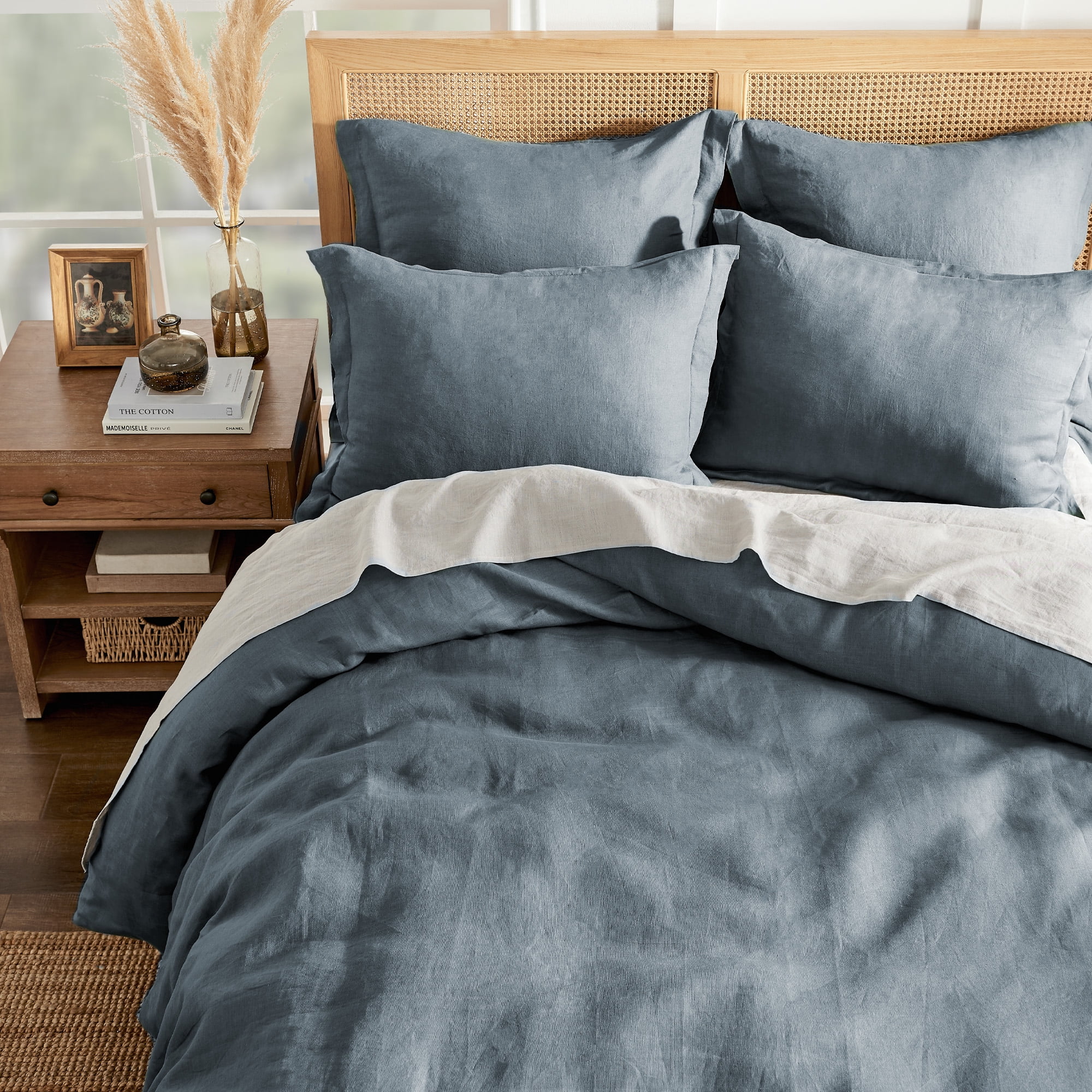 Levtex Home - 100% Linen - King/Cal King Duvet Cover - Washed Linen in Denim Blue - Duvet Cover Size (106 x 94in.)