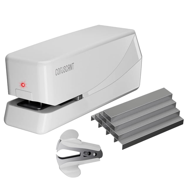 Grapadora eléctrica Coruscant Grapadora automática Grapadora eléctrica de alta resistencia, capacidad de 25 hojas, puede almacenar 210 grapas, grapadora eléctrica de escritorio con CA o batería para u