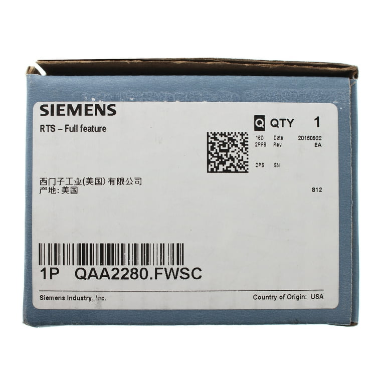Siemens Room Temp Sensor, Integ Siemens Control QAA2280.FWSC
