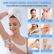 Electric Shaver for Women, Womens Electric Razor Lady IPX7 Waterproof Legs Arm Underarm Painless Epilator Body Hair Remover Rechargeable Wet Dry Use Bikini Trimmer W/ Charging Stand & LCD Display