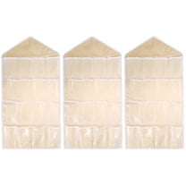 unbranded 3pcs 16 Pockets Over Door Hanging Storage Bag Case Organizer Wall Door Hanger Closet Underwear Socks Bra Storage Organizer Sundries Holder (Beige)