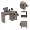 thumbnail image 2 of Desks, Modern 2-Drawer 1-Shelf Computer Desk Light Gray | Particle Board, 2 of 7