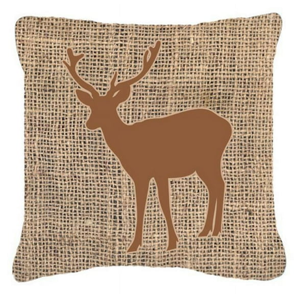 18 x 18 in. Deer Burlap And Brown Indoor & Outdoor Fabric Decorative Pillow
