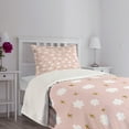 thumbnail image 3 of Ambesonne Cartoon Quilted Bedspread Set 2 Pcs, Stars and Clouds Pattern, Twin Size, Sepia White Blush, 3 of 5