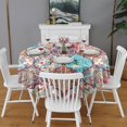 thumbnail image 2 of Round Waterproof Tablecloth 60×60 Inch, Boho Style Reusable Indoor/Outdoor Durable Table Cover for Party Kitchen Dinner Room Decor, 2 of 6