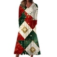 thumbnail image 2 of RKSTN Robes pour Femmes Robe de Noël à Manches Longues Col en V Couleur Unie Robe Mi-Mollet Robes Coupe Ample, 2 of 5