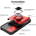 thumbnail image 4 of for Samsung S21 Case with Sliding Camera Cover Heavy Duty Protective Galaxy S21 Case with Card Holder Magnetic Kickstand Case for Samsung S21 5G 6.2 inch(Red), 4 of 13