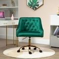 thumbnail image 3 of MOJAY Modern Velvet Office Chair with Swivel Function and Adjustable Height, Green, 3 of 9