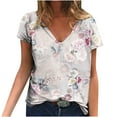 thumbnail image 2 of Blouse d'Été Grande Taille à Manches Courtes pour Femmes, Blouse Imprimée d'Été, T-Shirts Décontractés à Col en V, Hauts à Manches Courtes, T-Shirt à Col en V pour Femmes en Liquidation, 2 of 5