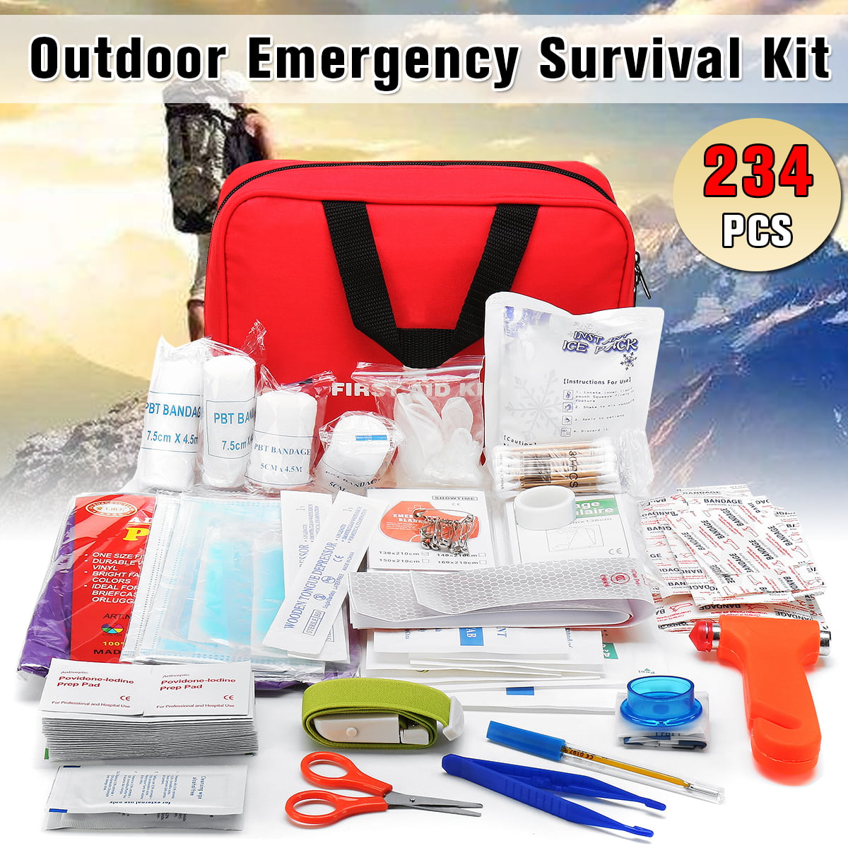 Self Help Outdoor Sport Camping Hiking Survival Emergency Gear Tools Box Kit Set 