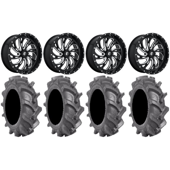 Fuel Kompressor Black 22" Wheels 37" BKT AT 171 Tires Sportsman RZR Ranger