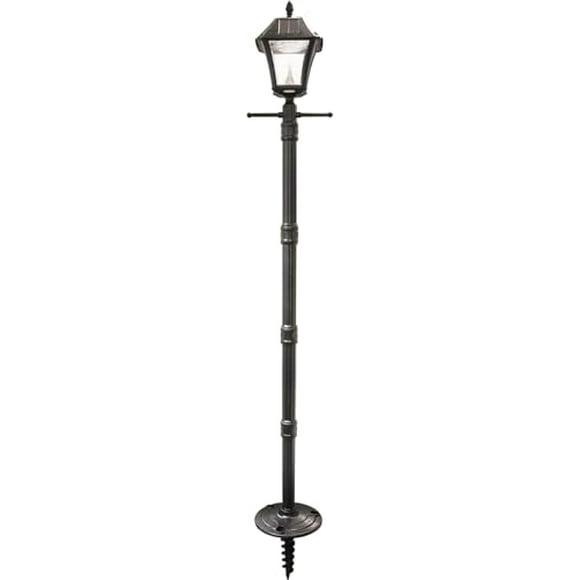 Gama Sonic Baytown Solar Lamp Post, Black Outdoor Durable with Bright White LED, Includes EZ Ground Anchor, 77-in Height with Post (105SG01)