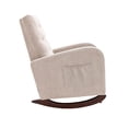 thumbnail image 5 of Fabric Padded Seat Rocking Chair with Side Pocket Mid-Century Modern Nursery Rocking Armchair Upholstered Tall Back Accent Glider Rocker for Living Room(Light Beige), 5 of 8