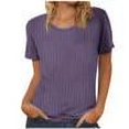 thumbnail image 6 of Puntoco Tops Blouses for women ,Women's Short Sleeve Round Neck Casual Pullover Top Purple S(S), 6 of 6