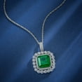thumbnail image 3 of 100% 925 Sterling Silver Vintage Emerald High Carbon Diamonds Gemstones Pendant Necklace Fine Jewelry, 3 of 7