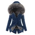 thumbnail image 6 of Joernso Winter Warm Women Faux Fur Hooded Cotton Down Jacket Casual Outwear Long Overcoat, 6 of 7