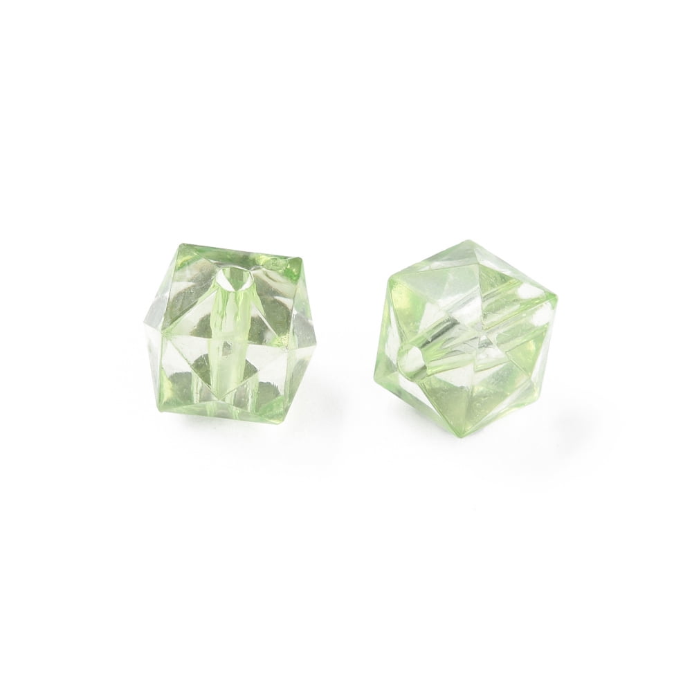 500gs Transparent Acrylic Beads Faceted Cube Light Green 10x11x11mm Hole: 2mm about 670pcs/500g