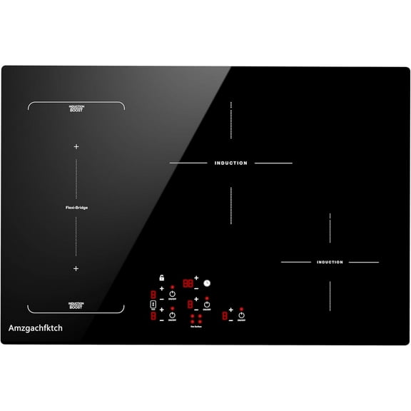 30 Inch Induction Cooktop - 4 Burner Built-In Electric Stove with Bridge-SYNC, Booster, Timer & Child Lock | 9000W 220-240V Hardwired, Black Glass Top