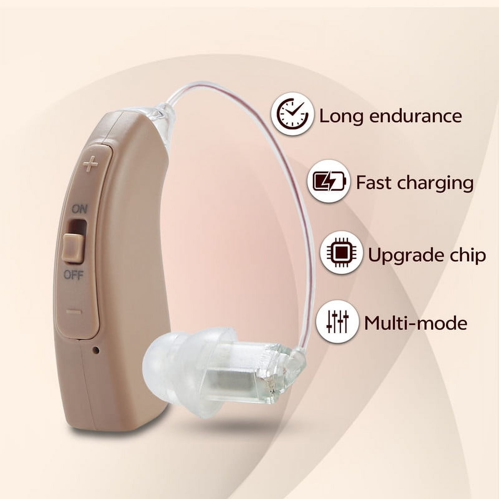 ELCTRTICI Hearing Aids for Seniors with Noise Reduction, Rechargeable BTE Hearing Aid for Hearing Loss with Volume Control, VHP-1704 Beige, Single