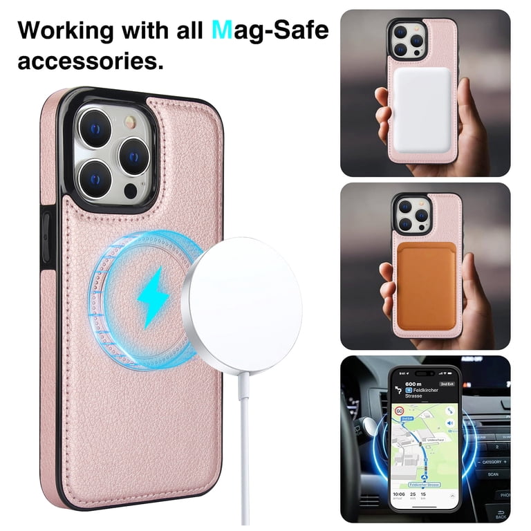 Dteck Case for iPhone 12 Pro Max,Magnetic Leather+Rubber Mag-Safe
