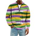 thumbnail image 3 of LNZGNM Men's Mardi Gras Shirts 1/4 Zip Plus Size Printed Sweatshirts Stand Collar Long Sleeve Top Fashion Carnival Outfits,Light Purple 4XL, 3 of 7