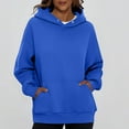 thumbnail image 2 of Women'S Fleece-Lined Hooded Sweatshirt, Casual Relaxed Fit With Kangaroo Pocket, Soft Long Sleeve Streetwear For Everyday Wrm White Zip Up Hoodie Matching Sweatshirt (L, Blue) ZMTing, 2 of 3